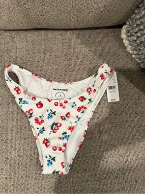 PacSun White Bikini Bottom with Red Cherry Print